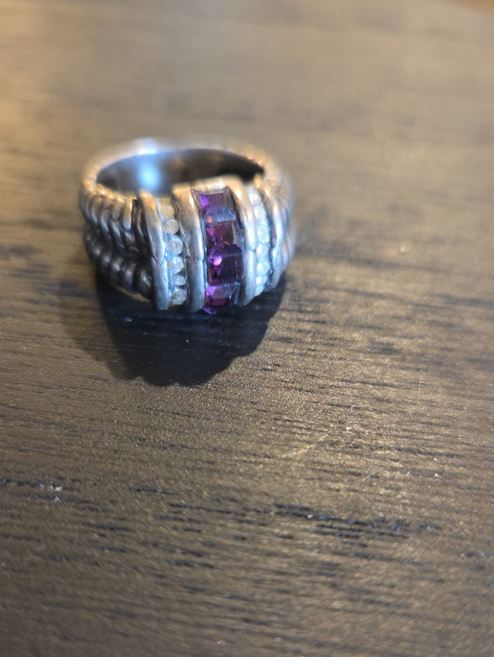 Brighton Silver Ring with Purple Stones